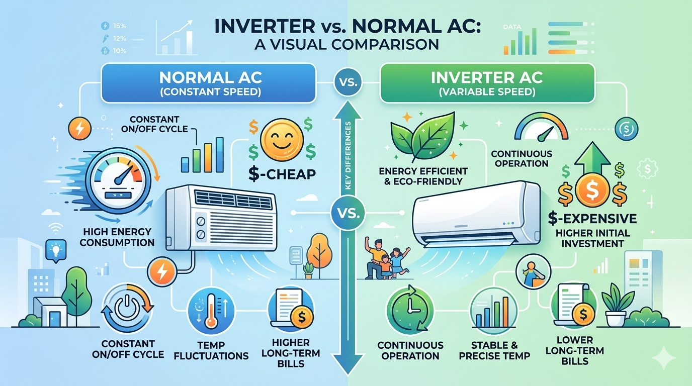 The real difference between Air conditioners air inverter and regular Air conditioners: which one best suits your budget?